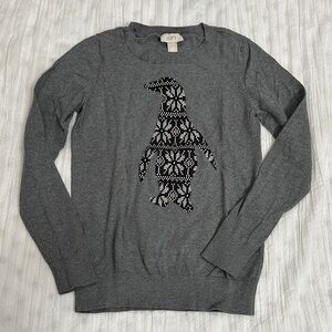 LOFT Charcoal Crewneck Sweater with Penguin Motif